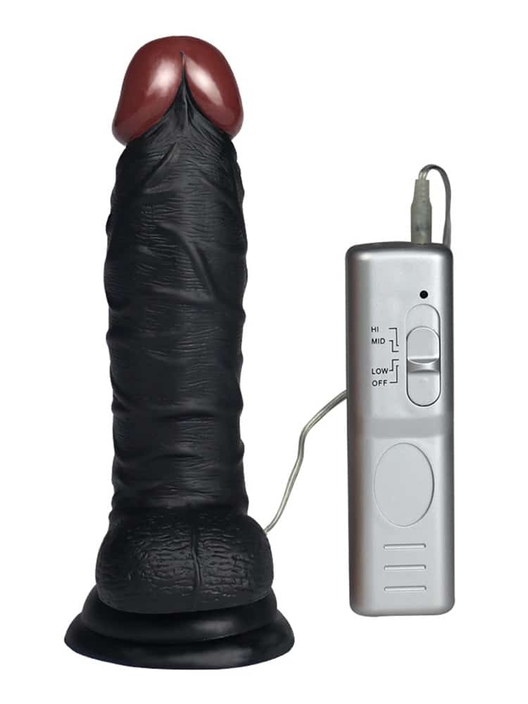 Dark Brown Realistic Vibrating Dildo 7.5 Inch