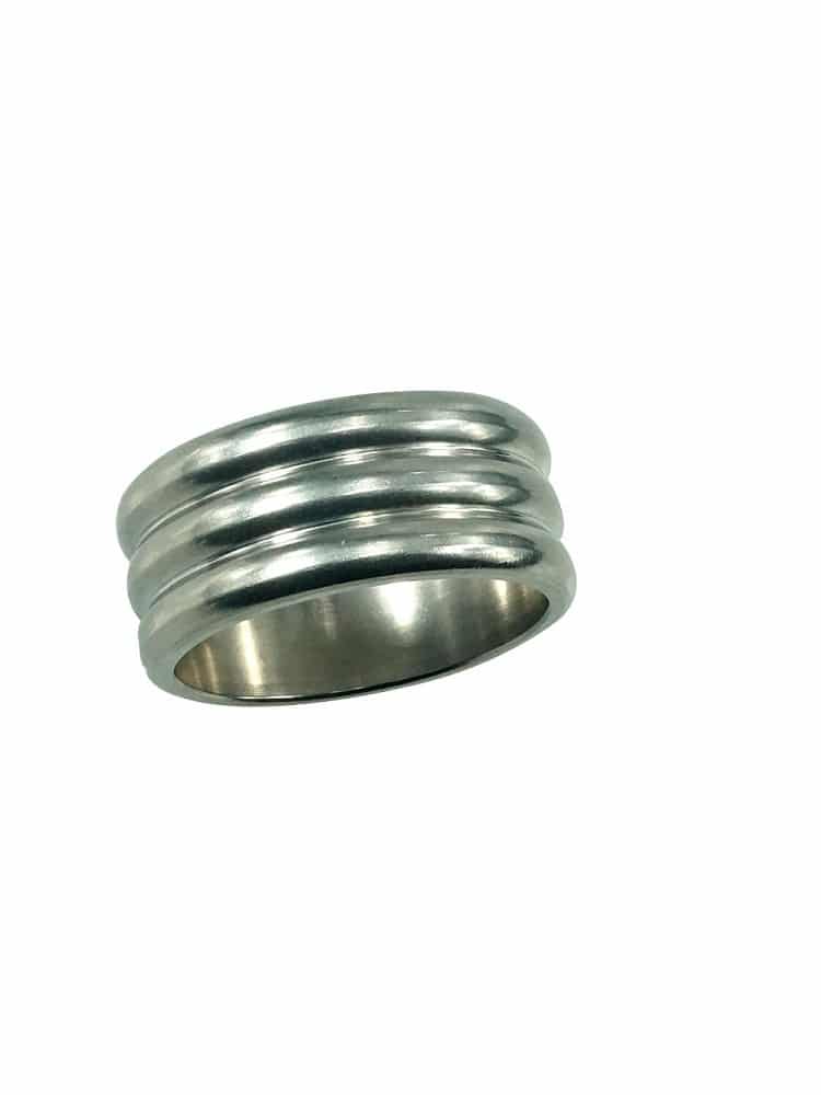 Wide Ribbed Metal Cock Ring 47 mm