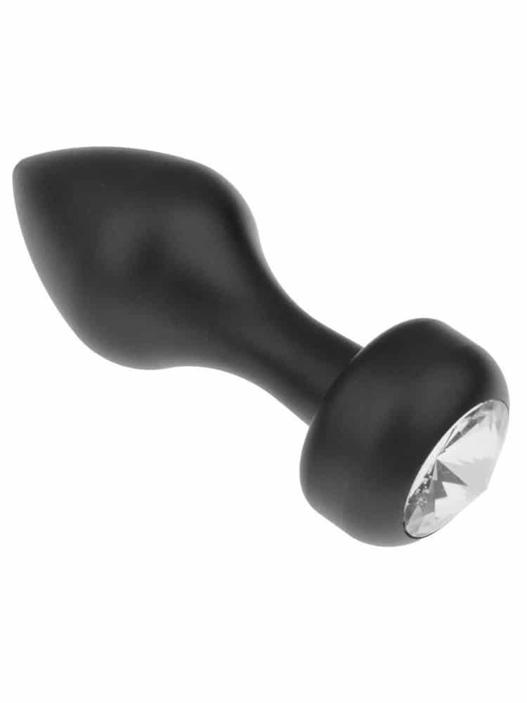 Black Lightweight Metal Butt Plug with Faux Jewel 3 Inch