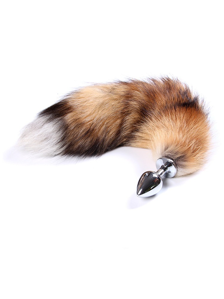 Lightweight Metal Butt Plug with Multi-Coloured Faux Fur Tail 2.5 Inch (Lighter Shades)