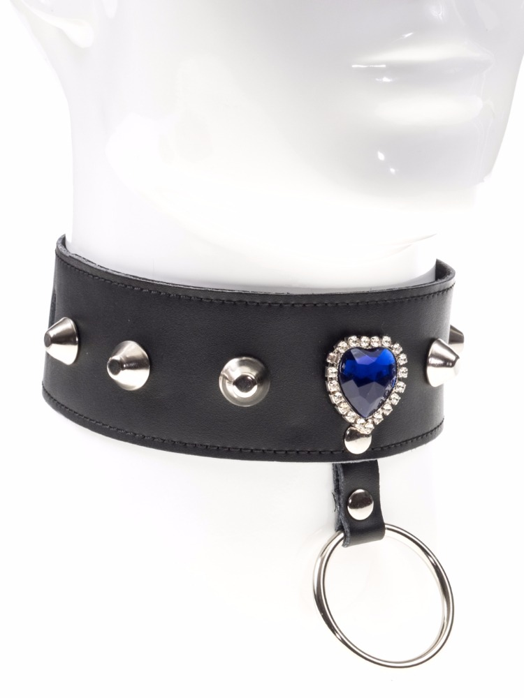 Leather Jewelled Collar with Lead