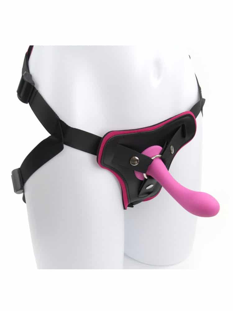 Black Strap-on Harness with Pink Dildo 5 Inch