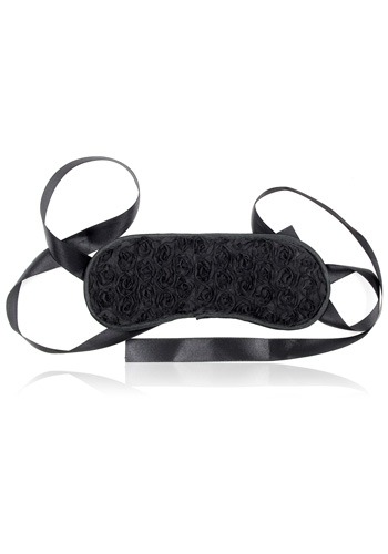 Black Silk Blindfold With Flower Detail