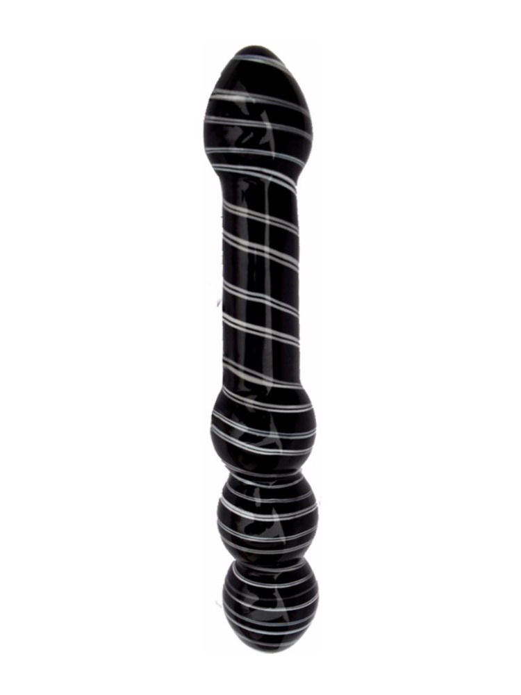 Black Swirl Glass Double Ender Dildo 7.5 Inch