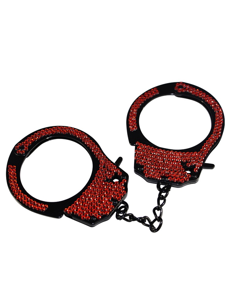 Red Diamante Metal Handcuffs
