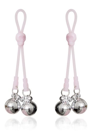 Nipple Ties With Light Pink Silicone and Silver Bells Glow In the Dark