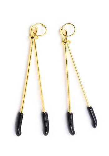 Gold Metal Nipple Clamps With Black Rubber Ends