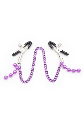 Nipple Clamps Purple Chain and Beads