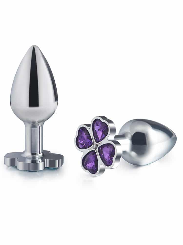 Metal Butt Plug with Clover Jewels (Small Medium and Large) M