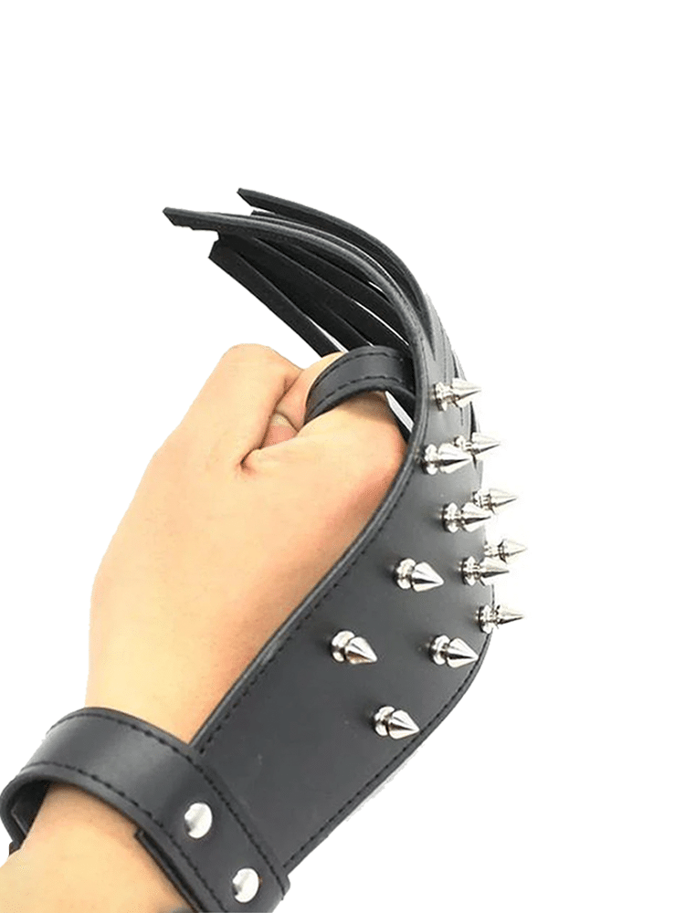 Black Studded Over-hand Flogging Whip