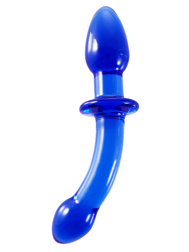 Blue Curved Glass Double Ended Butt Plug  8 Inch