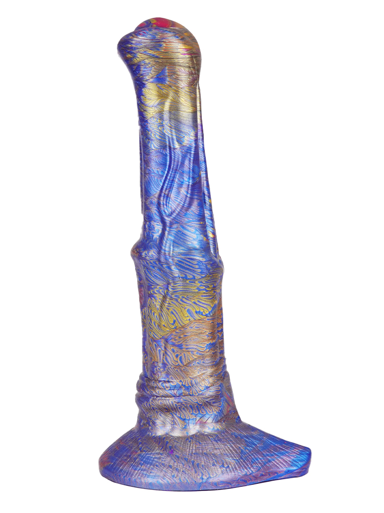 Blue &amp; Gold Veined Alien Dildo 10 Inch