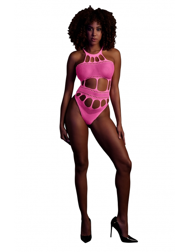 Glow In The Dark Neon Pink Body with Grecian Neckline S-M
