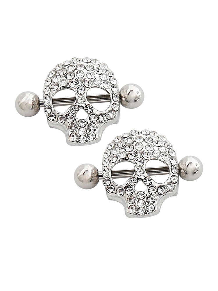 Gem Skull Nipple Piercings