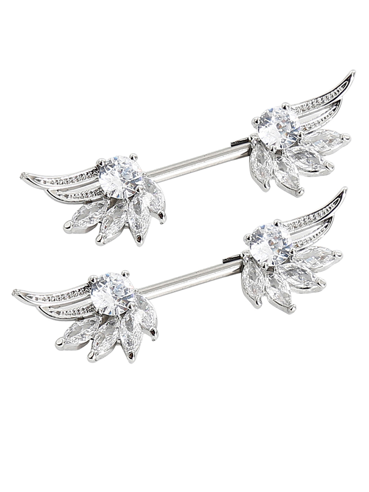 Gem Wings Nipple Piercings