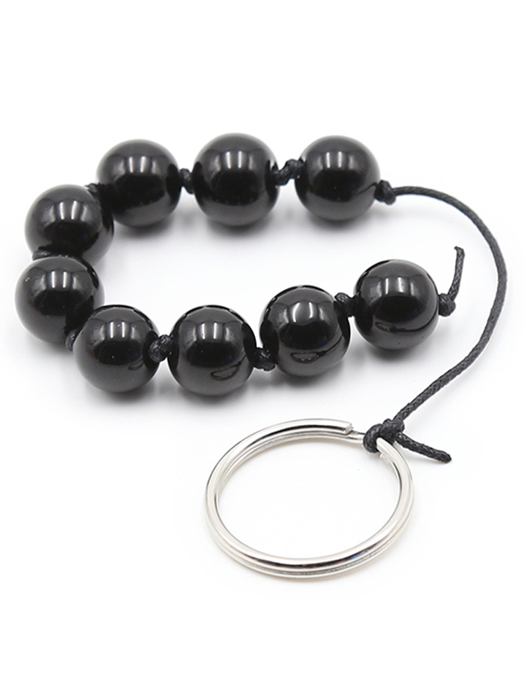 Mini Black Glass Anal Beads