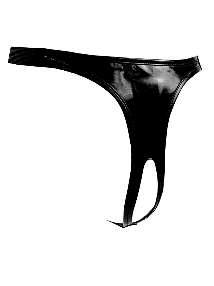 Black &amp; Red Open Crotch Pants Black