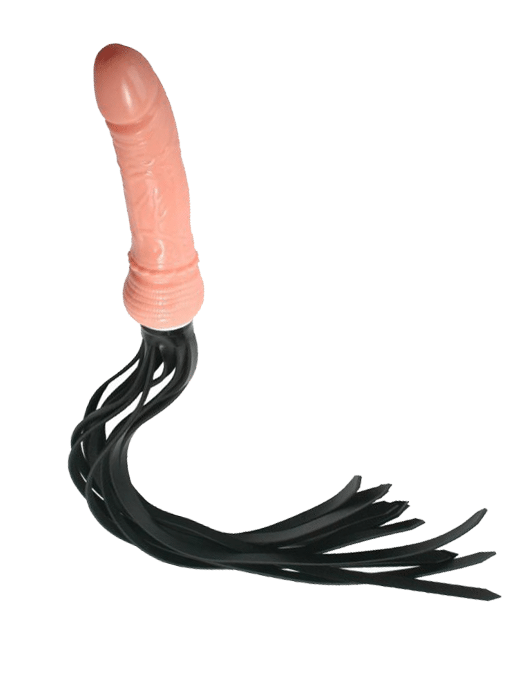 Faux Leather Flogger with Dildo Handle 8 Inch