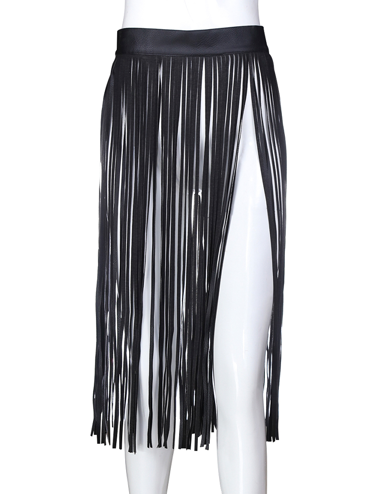 Tassel Fringe Skirt – Black