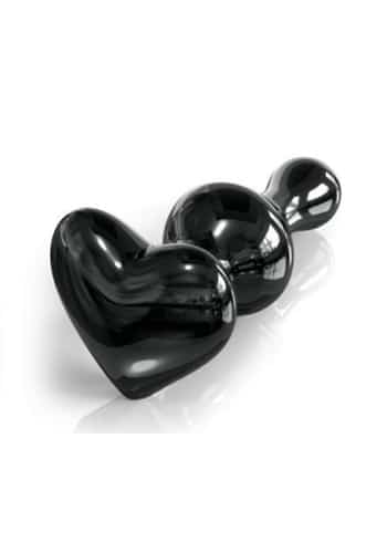 Glass Heart Black Butt Plug 3.5 Inch