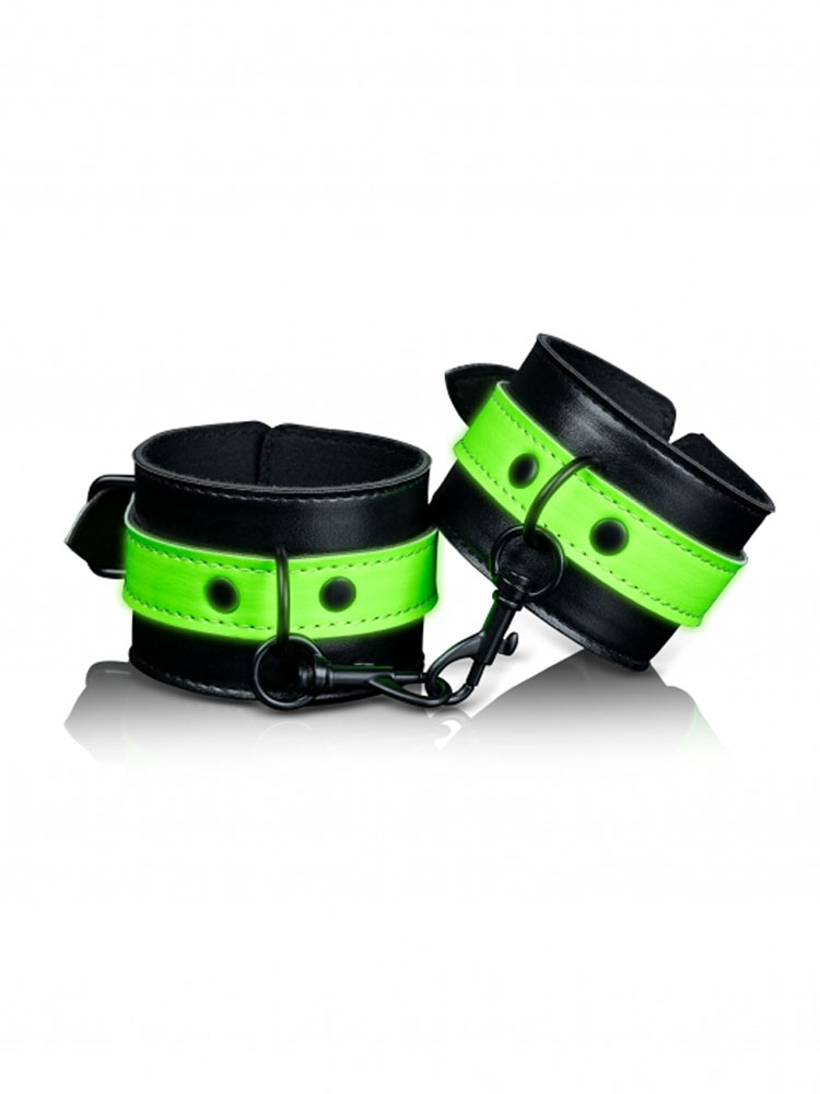 Glow in the Dark Leather Handcuffs
