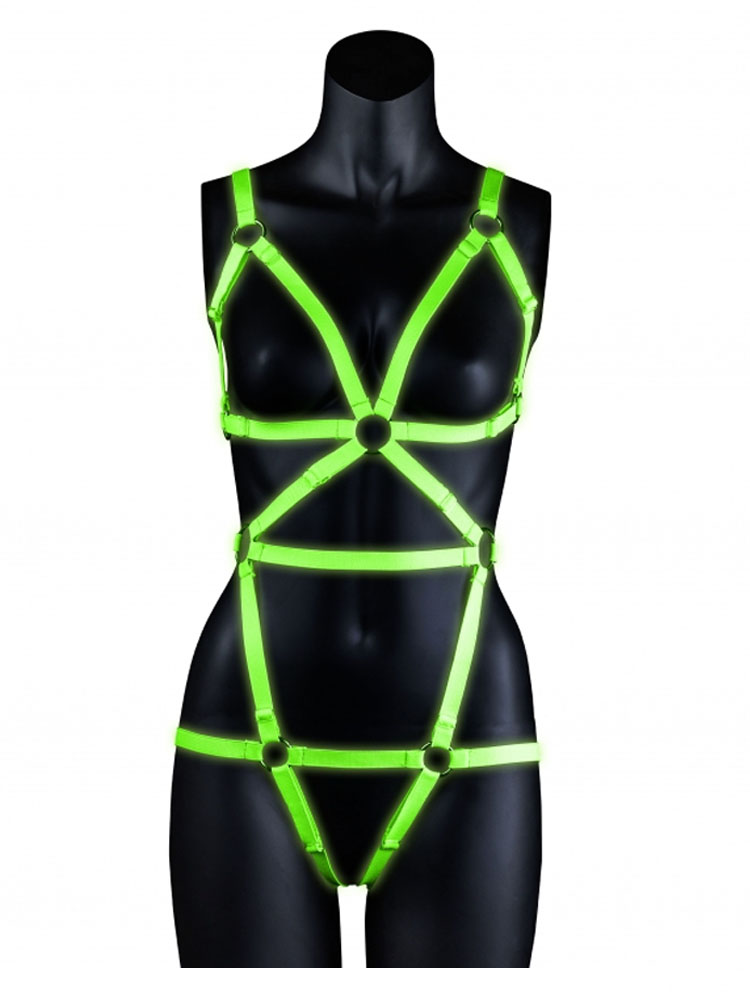 Glow in the Dark Strapped Body Harness S-XL S-M