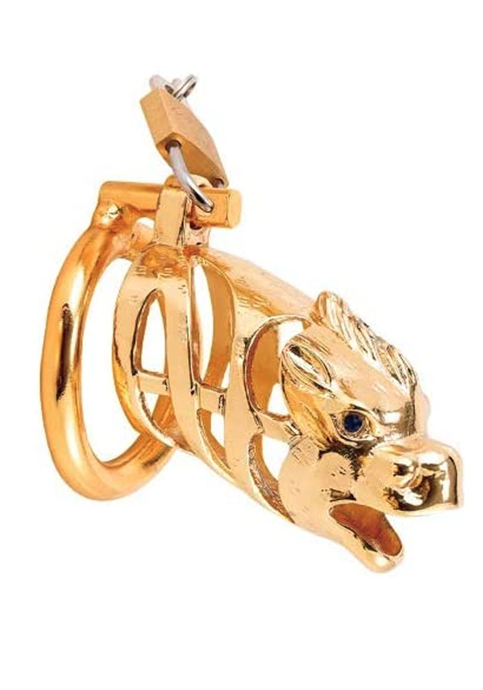 Gold Metal Dragon Chastity Cage Base Ring 50 mm