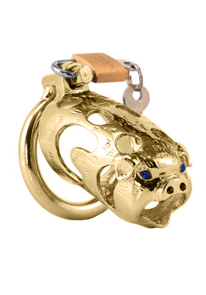 Gold Metal Pig Chastity Cage Base Ring 50 mm