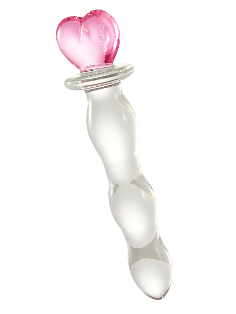 Glass Heart Beaded Butt Plug 5.5 Inch