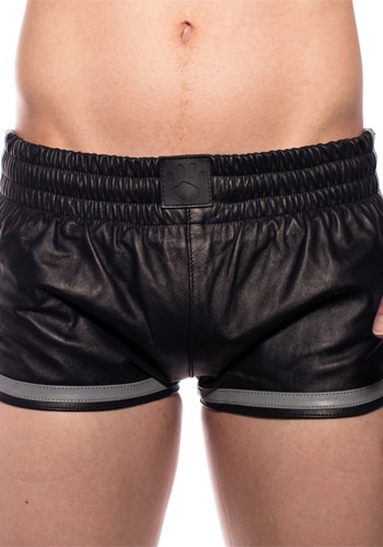 Men&apos;s Prowler Grey and Black Leather Sports Shorts Boxers M