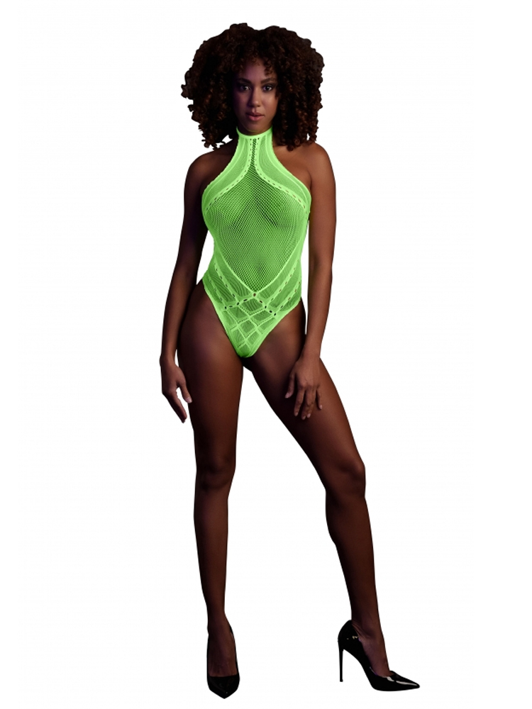 Glow In The Dark Neon Green Halter Neck Body S-M