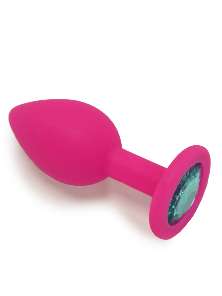 Pink Silicone Butt Plug with Faux Jewel 2.5 Inch