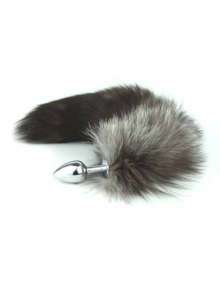 Lightweight Metal Butt Plug with Multi-Coloured Faux Fur Tail 2.5 Inch (Darker Shades)