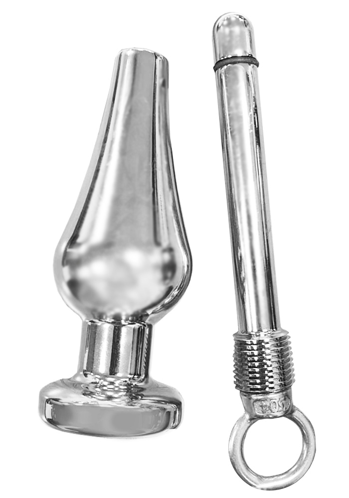 Metal Butt Plug and Thick Urethral Probe 3.5 Inch