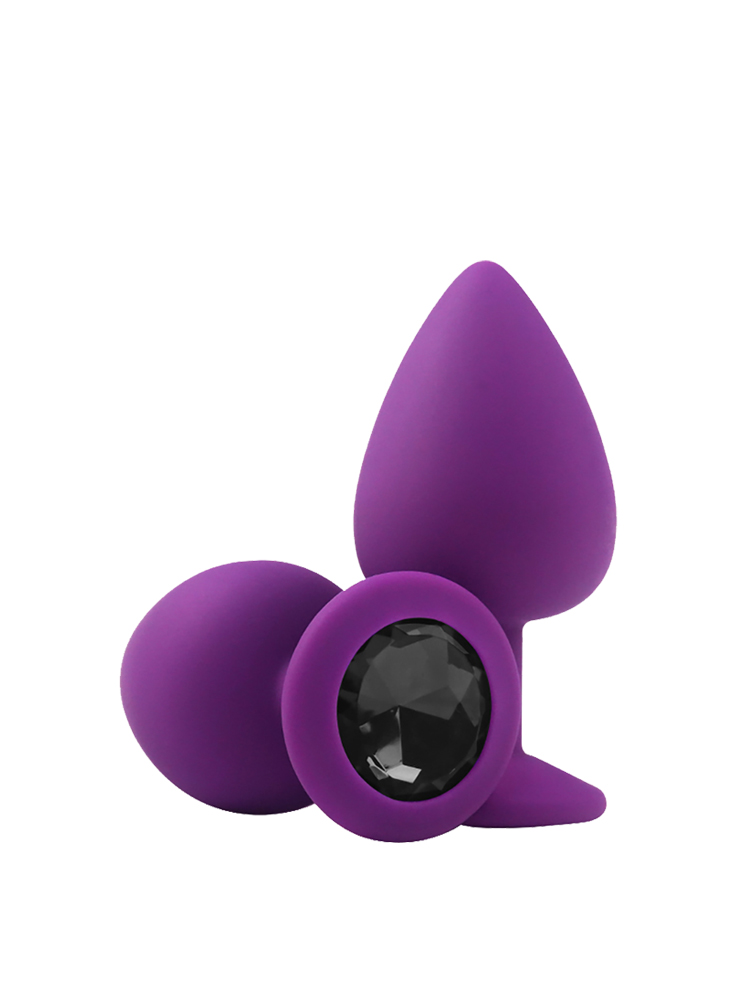 Purple Butt Plug with Black Jewel 2.5 Inch