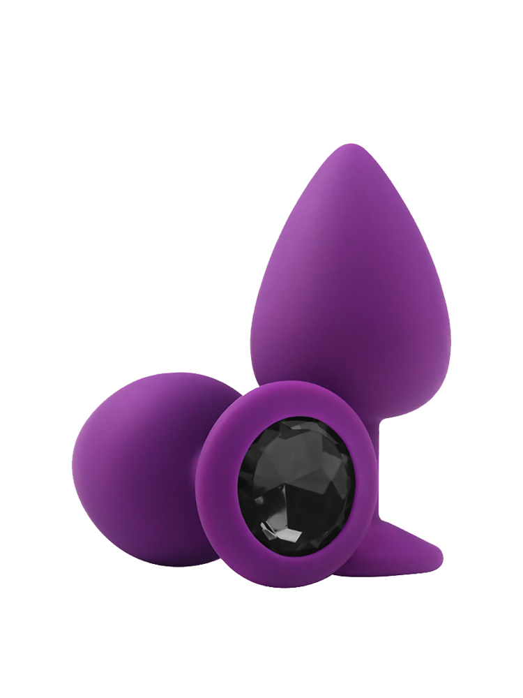 Purple Butt Plug with Black Jewel 3 Inch