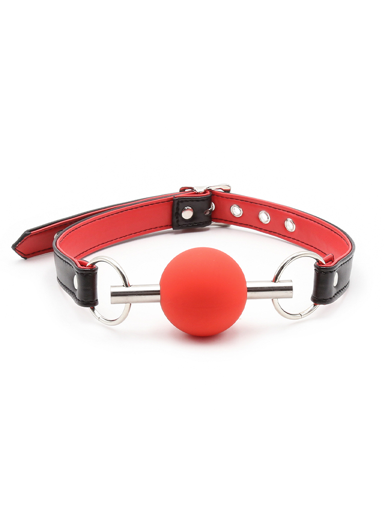 Red &amp; Black Metal &amp; Silicone Solid Ball Gag