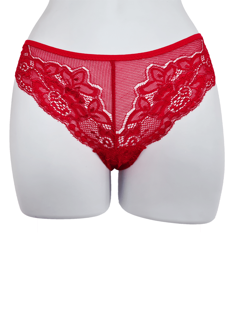 Red Floral Lace Thong M