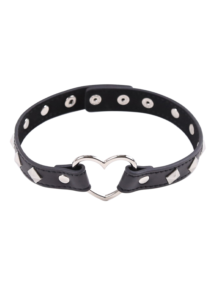 Riveted Punk Heart Collar