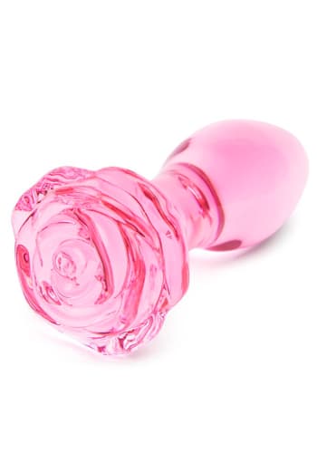 Rose Pink Glass Flower Butt Plug