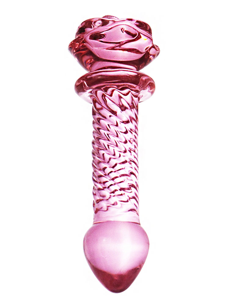 Pink Rose Swirl Glass Dildo 4.5 Inch