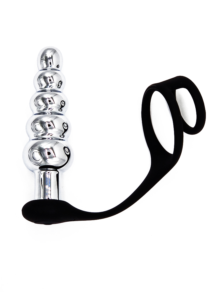 Remote Control Metal Beaded Plug And Cock Ring