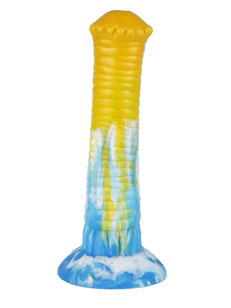 Yellow &amp; Blue Alien Dildo 8 Inch